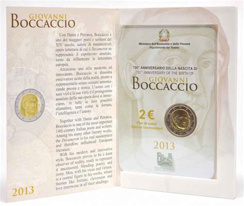 2 € 700° Anniversario Nascita Di Giovanni Boccaccio 2013 Italia In Coincard