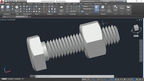 Autocad 3d Bolt And Nut Drawing Autocad Training Youtube