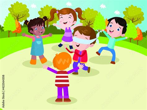 Kids Playing Hide And Seek Cartoon Vector Concept For Banner Website