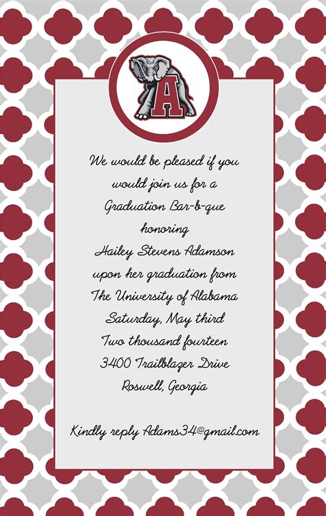 Alabama Graduation Invitation Graduation Invitations Graduation