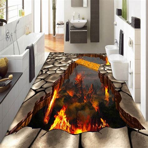 Custom 3d Volcanic Lava Parched Ground Mural Floor Wallpaper Etsy India