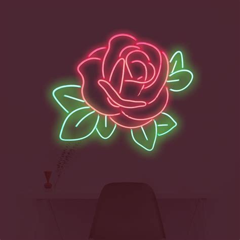 Rose Neon Sign Led Light Up Sign Wall Decor Art Decoration Outdoor
