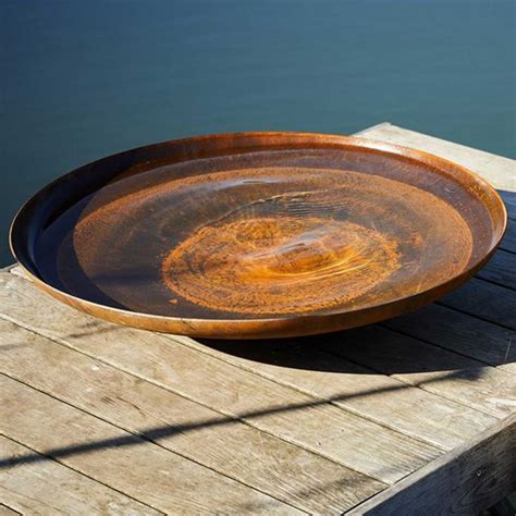 Curved Water Bowl Corten Steel Water Bowl Water Features In The Garden