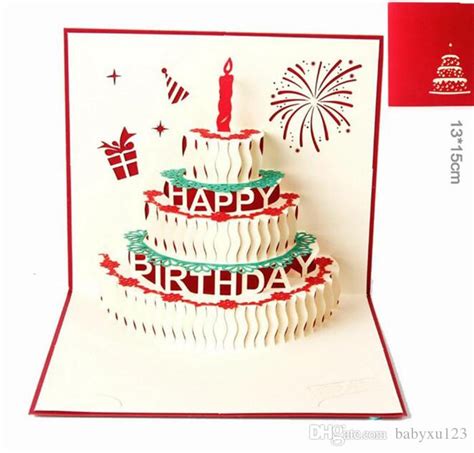 Birthday Cake 3d Pop Up T And Greeting 3d Blessing Cards Handmade