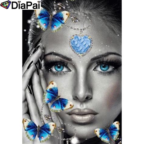 Diapai Pintura De Diamante 5d Diy Mariposa Belleza Cuadrados O Redondos De Imitación Bordado