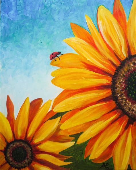 How To Paint Sunflowers With Acrylics For Beginners Sunflower