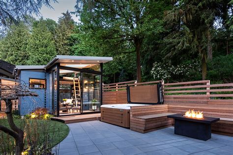 Modern Backyard Reading Shed With Skylights And Large Windows