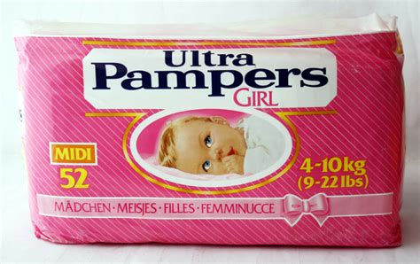 Rare Vintage 80s Ultra Pampers Girl 4 10kg 9 22lbs Plastic Diapers New