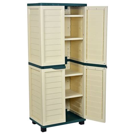 Starplast Outdoor Plastic Garden Utility Cabinet With 4 Shelves Storage