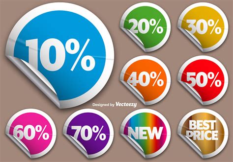Vector Set Of Colorful Rounded Promotional Stickers 121159 Vector Art