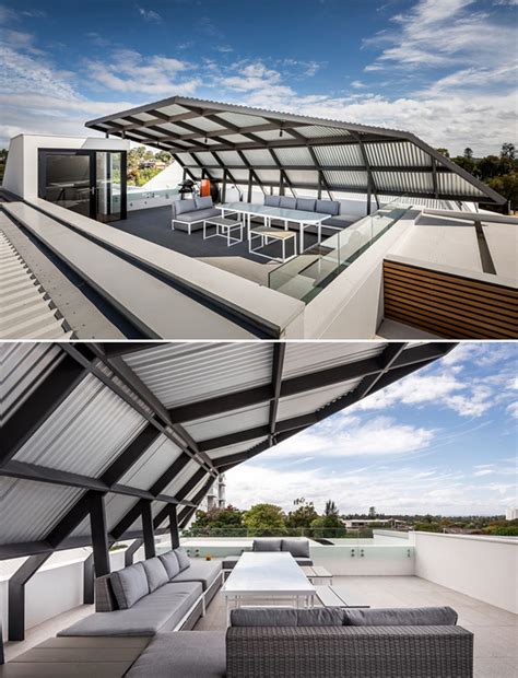 Partially Covered Rooftop Deck With Urban View