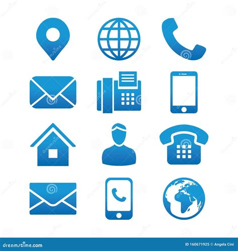 Contact Info Icon Set With Address Pin Phone Fax Cell Phone Worker
