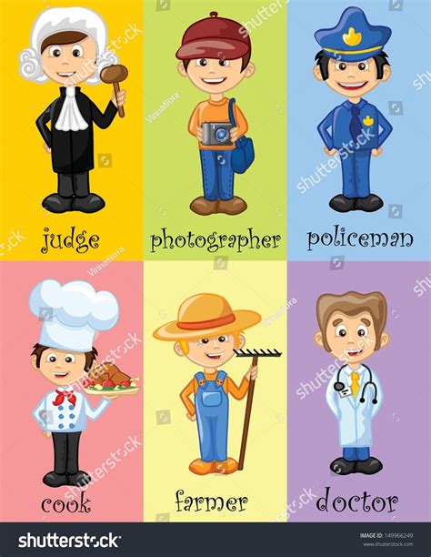 Cartoon Characters Different Professions Stock Vector Royalty Free