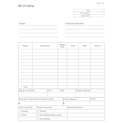 Create and print a straight bol from our blank bill of lading form. Bill of Lading