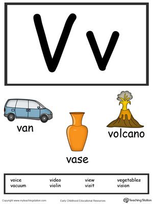 Each compound word is represented with a picture and students need to find the matching word cards to make the compound word. Letter V Alphabet Flash Cards for Preschoolers | MyTeachingStation.com