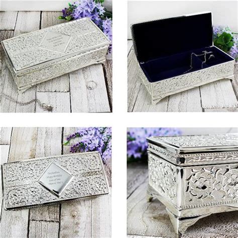 Personalised Antique Silver Plated Jewellery Box P010224 Silver Island Uk