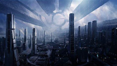 Futuristic Mass Effect Citadel Space Nebula Space Station