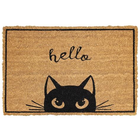 If the cat resists, take a break and speak in a soothing voice, petting the cat until it relaxes. Hello Cat Door Mat