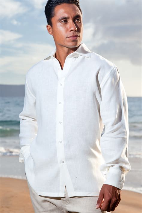 Mens Linen Long Sleeve Italian Shirt Island Importer