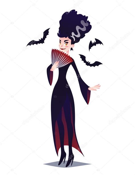 Cute Vampire Lady With Fan And Bats Stock Vector Image By ©tinkiv