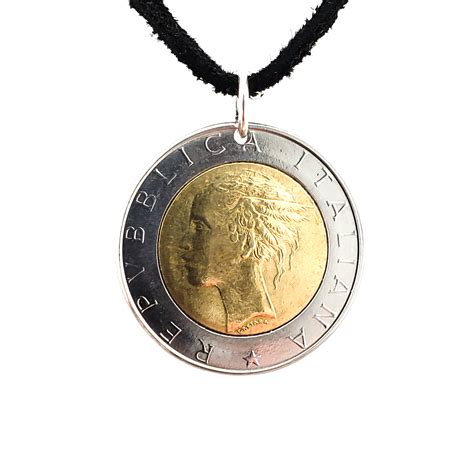Italian Coin Necklace Lire Coin Pendant Mens Necklace Etsy