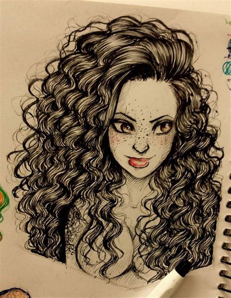 Curly Hair Latina Woman Drawing Drawing Women Cute Love Cartoons