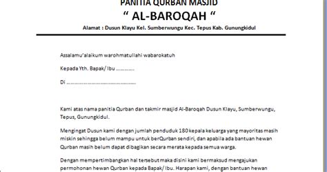 Adapun surat permohonan sendiri ada yang bersifat resmi atau pun sebaliknya tidak resmi. Contoh Proposal/ Surat Permohonan Bantuan Hewan Qurban ...