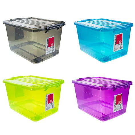 Need something for your home office? 12 x 52L HEAVY DUTY Large Plastic Storage Boxes with Lid ...