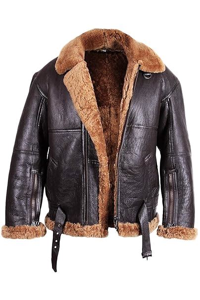 Brandslock Mens Pilot Aviator B3 Wwii Genuine Shearling Sheepskin