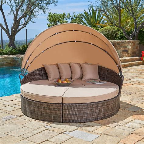 Outdoor Round Daybed With Canopy Large Newport Round Outdoor Wicker