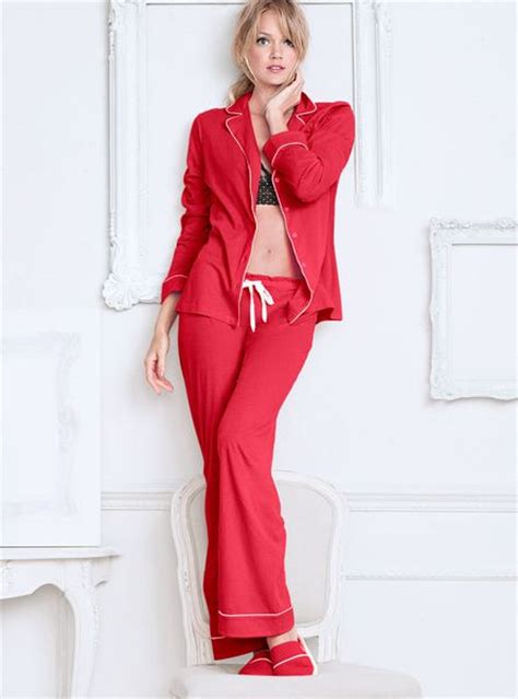 Victorias Secret The Sleepover Cotton Pajama In Red Bright Cherry Lyst