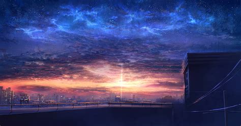 4k Free Download Anime Original Sky Starry Sky Sunset Hd