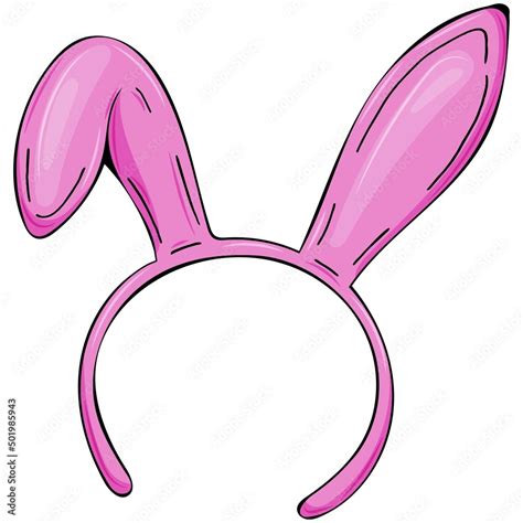 Cute Pink Bunny Ear Headband For Role Play Vector Illustration