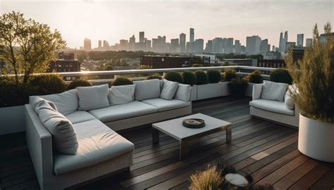 Luxury Apartment Balcony Overlooks Urban Skyline At Dusk Generative Ai Stock Photo At