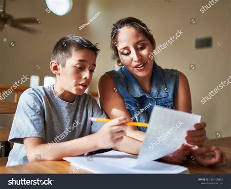 Mother Helping Son Homework Stock Photo Shutterstock