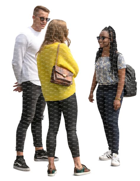 Group Of Three Young People Standing And Talking Vishopper