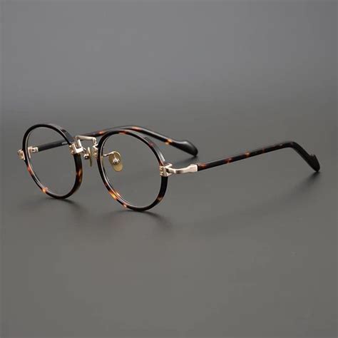 Vintage Acetate Glasses Frame Men Round Luxury Brand Prescription Optical Myopia Eyeglasses