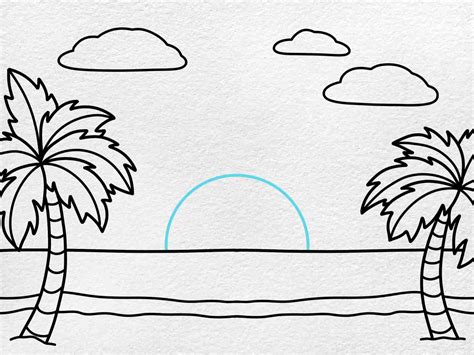 Beach Sunset Drawing Easy Helloartsy