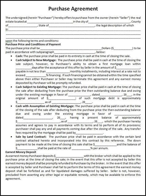 Free Purchase Agreement Template Free Words Templates