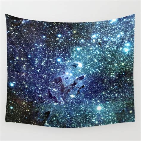 Galaxy Nebula Blue Teal Indigo Wall Tapestry By Galaxy Dreams Designs