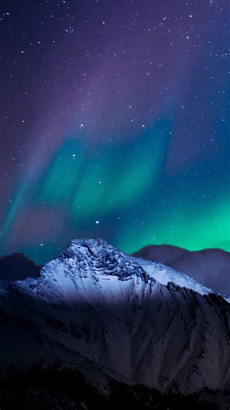 Northern Lights Night Sky Mountains Landscape 4k In 1080x1920