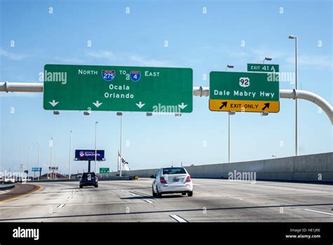 Florida South Tampa I 275 I 4 Interstate Highway Signs Stock Photo