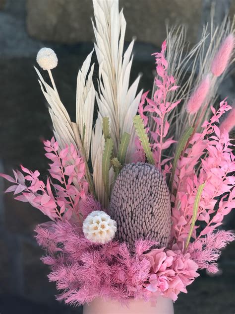 Bright Pink Mini Dried Arrangement The Lush Lily Brisbane And Gold