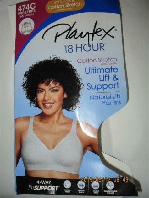 Playtex 18 Hour Bra 474c Cotton Wirefree 4 Way Support Grey Lift 40ddd For Sale Online Ebay