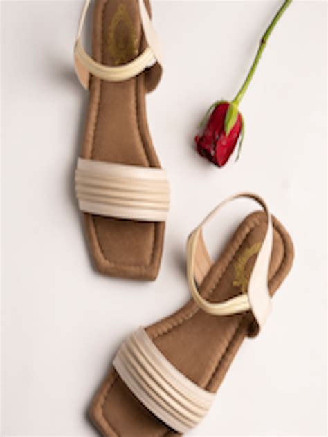 Buy Shoetopia Women Cream Coloured Solid Open Toe Flats Flats For