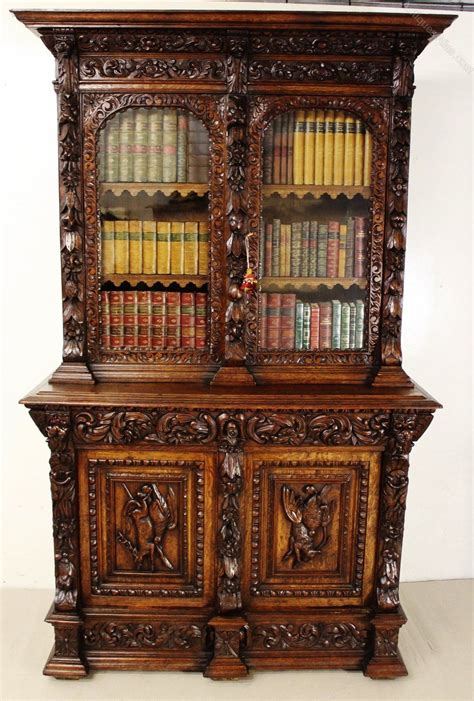 Imposing Carved Oak Bookcase Furniture Antique Furniture Furniture