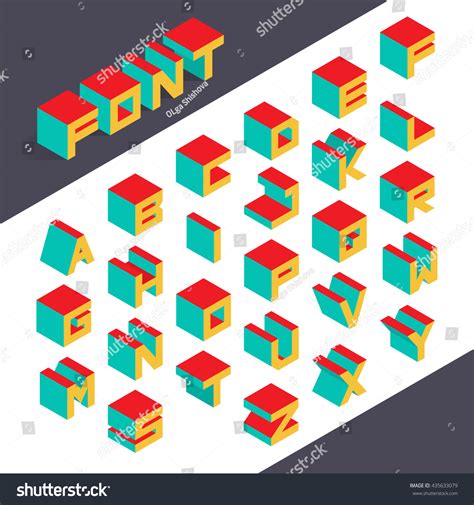 Isometric 3d Type Font Set Vector Stock Vector Royalty Free 435633079