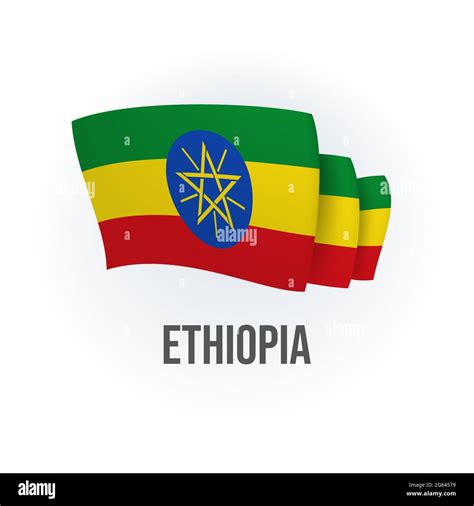 Vector Flag Of Ethiopia Ethiopian Waving Flag Vector Illustration
