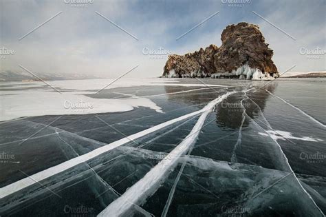 Floats but will sink after air spaces within become waterlogged. Winter landscape frozen Baikal lake | Winter landscape ...