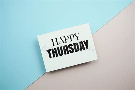 Happy Thursday Text Message On Blue And Pink Background Stock Image